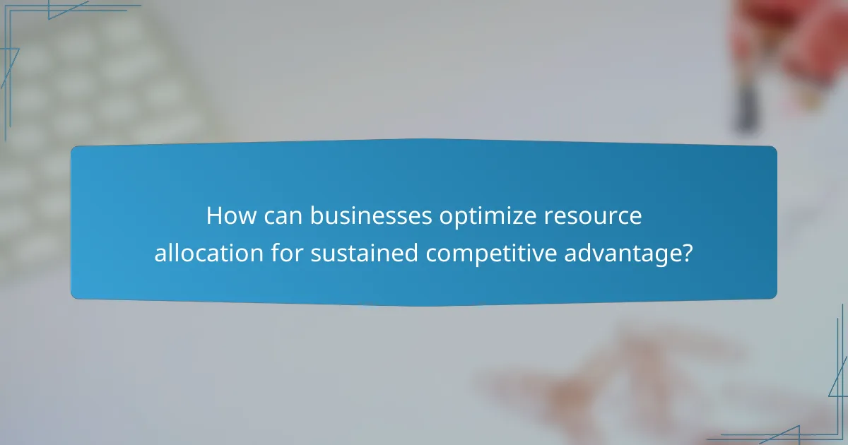 How can businesses optimize resource allocation for sustained competitive advantage?