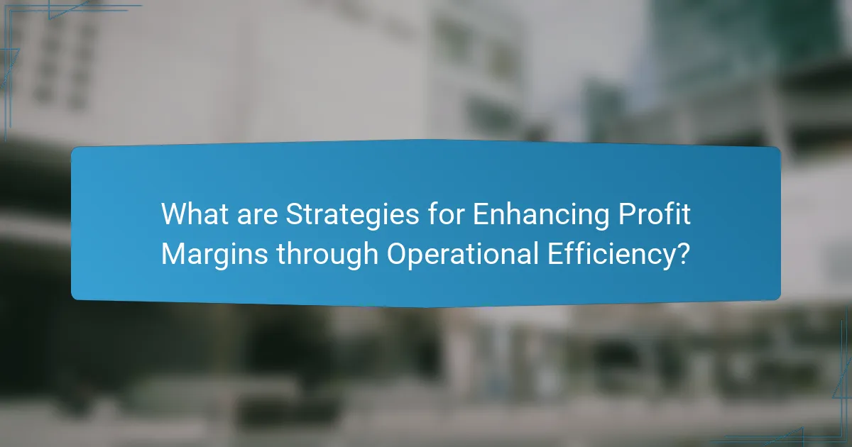 What are Strategies for Enhancing Profit Margins through Operational Efficiency?