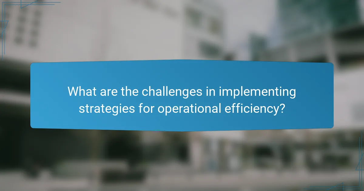 What are the challenges in implementing strategies for operational efficiency?