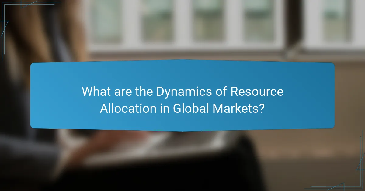 What are the Dynamics of Resource Allocation in Global Markets?