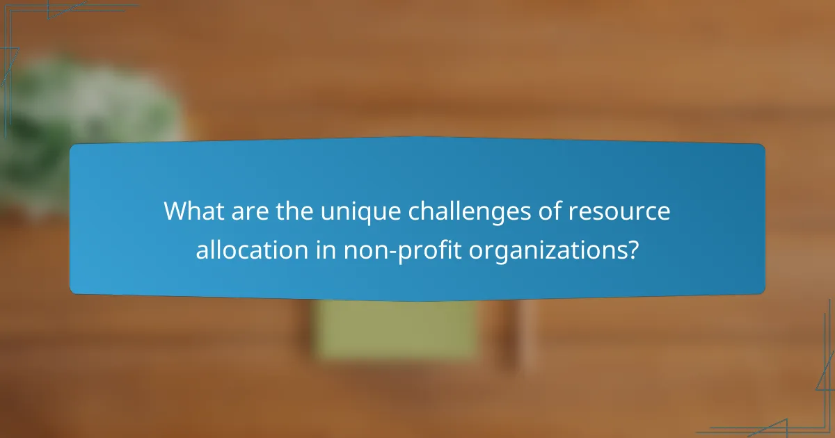 What are the unique challenges of resource allocation in non-profit organizations?
