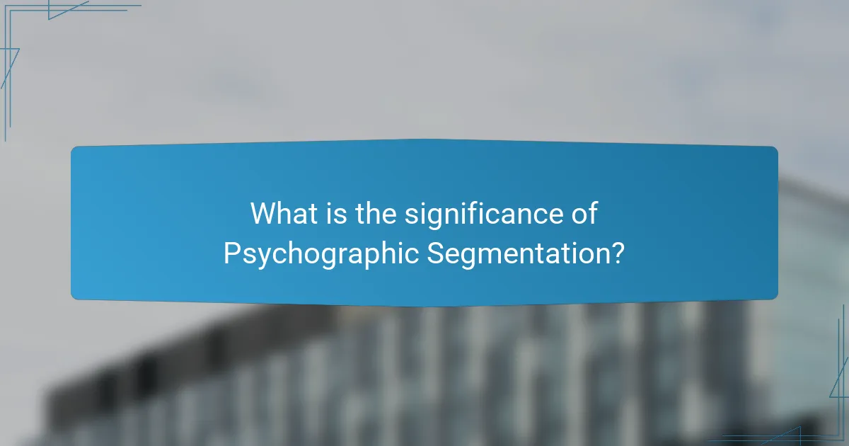 What is the significance of Psychographic Segmentation?