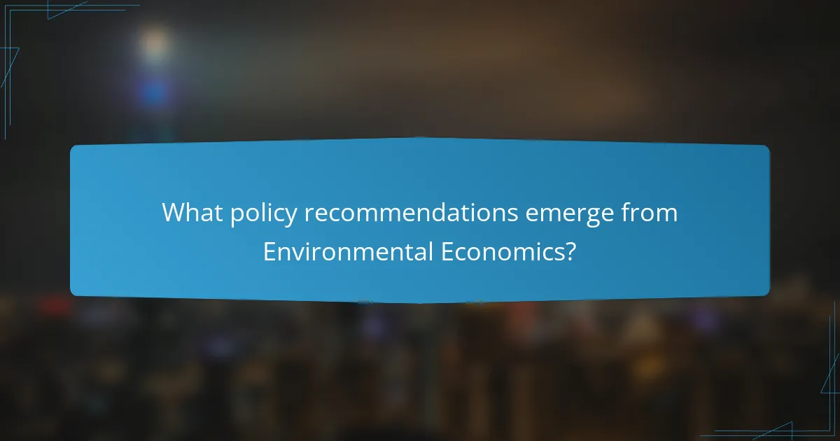 What policy recommendations emerge from Environmental Economics?